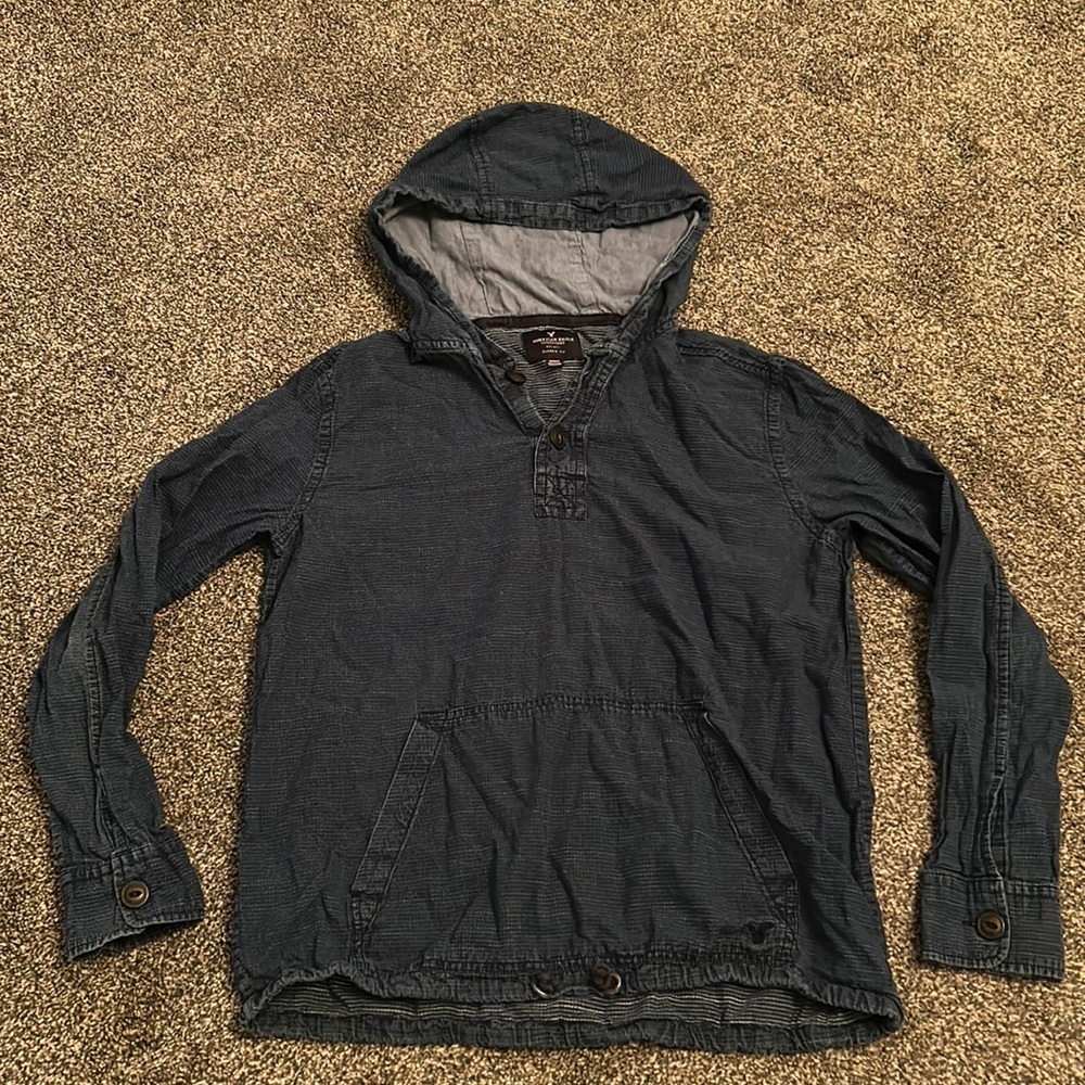 American Eagle Outfitters Men’s Hoodie Long Sleeved Shirt Blue Medium